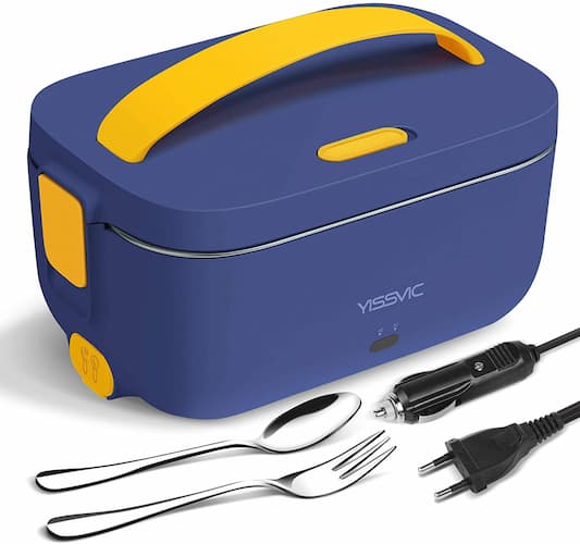 Thulos TH-ELB106 Schiscetta Elettrica 40W 1,05L (0,6+0,45) - Lunch Box Con Adattatore Auto E Cucchiaio - Scalda Cibo
